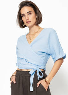 Muslin wrap blouse - light blue