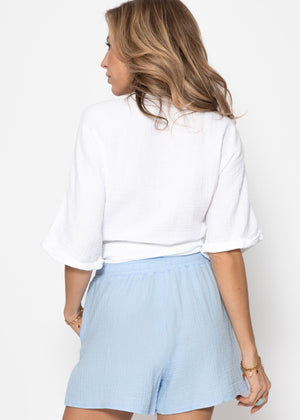 Muslin wrap blouse - white