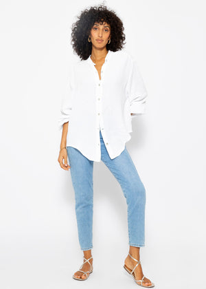 Muslin blouse shirt oversize - white