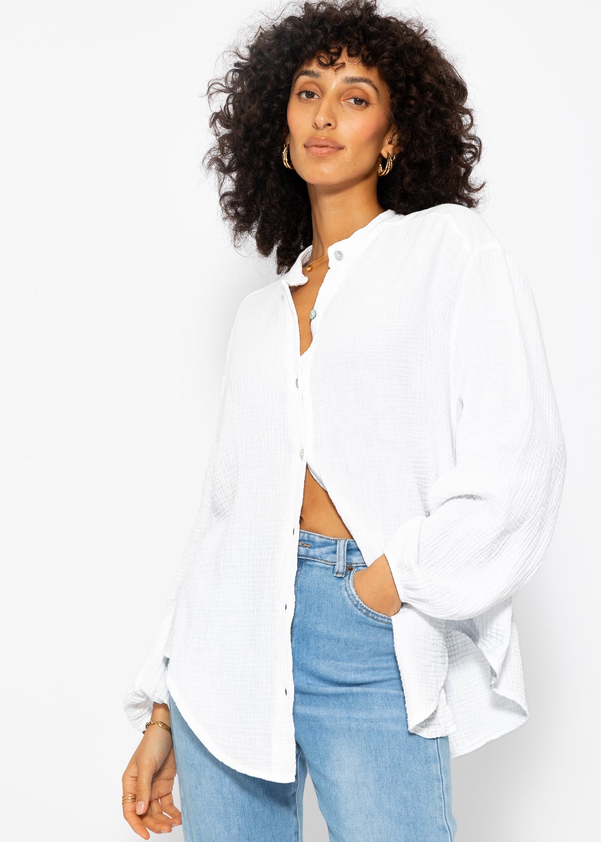 Muslin blouse shirt oversize - white