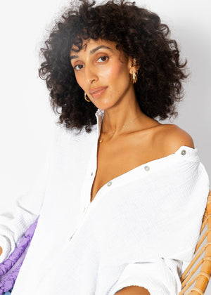 Muslin blouse shirt oversize - white