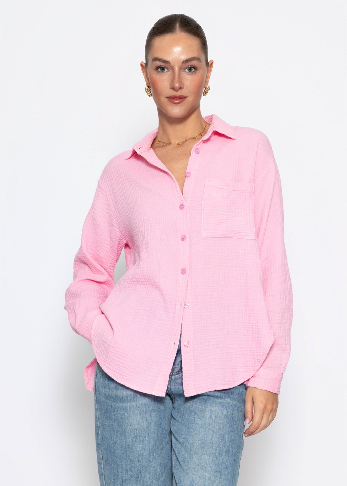 Musselin Hemdbluse - babyrosa