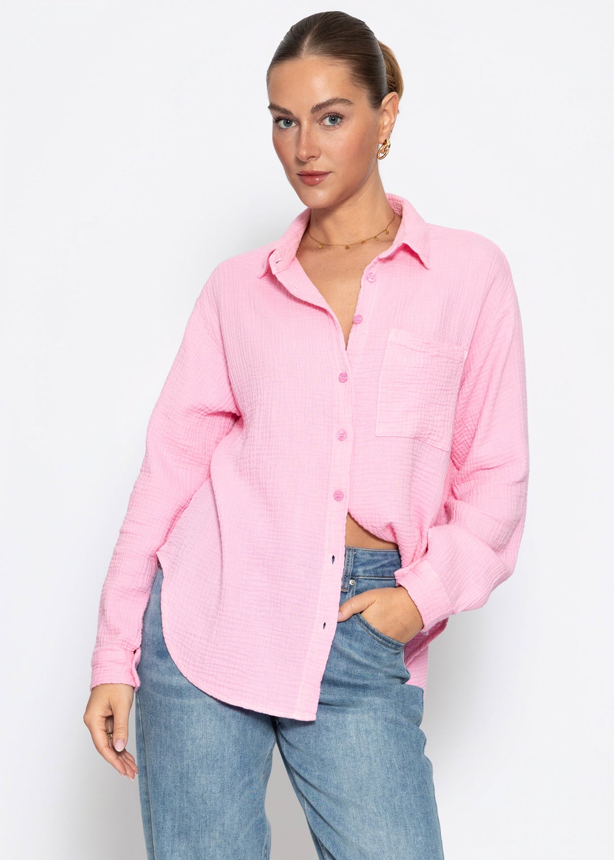Musselin Hemdbluse - babyrosa