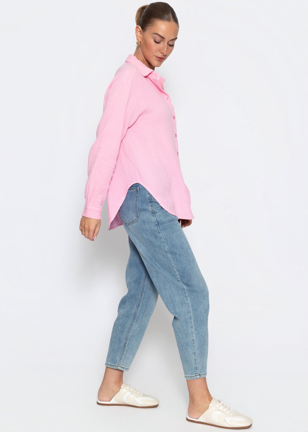 Musselin Hemdbluse - babyrosa