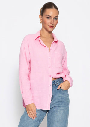 Musselin Hemdbluse - babyrosa