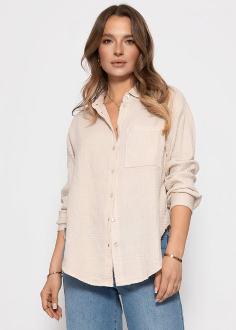 Musselin Hemdbluse - beige by SASSYCLASSY