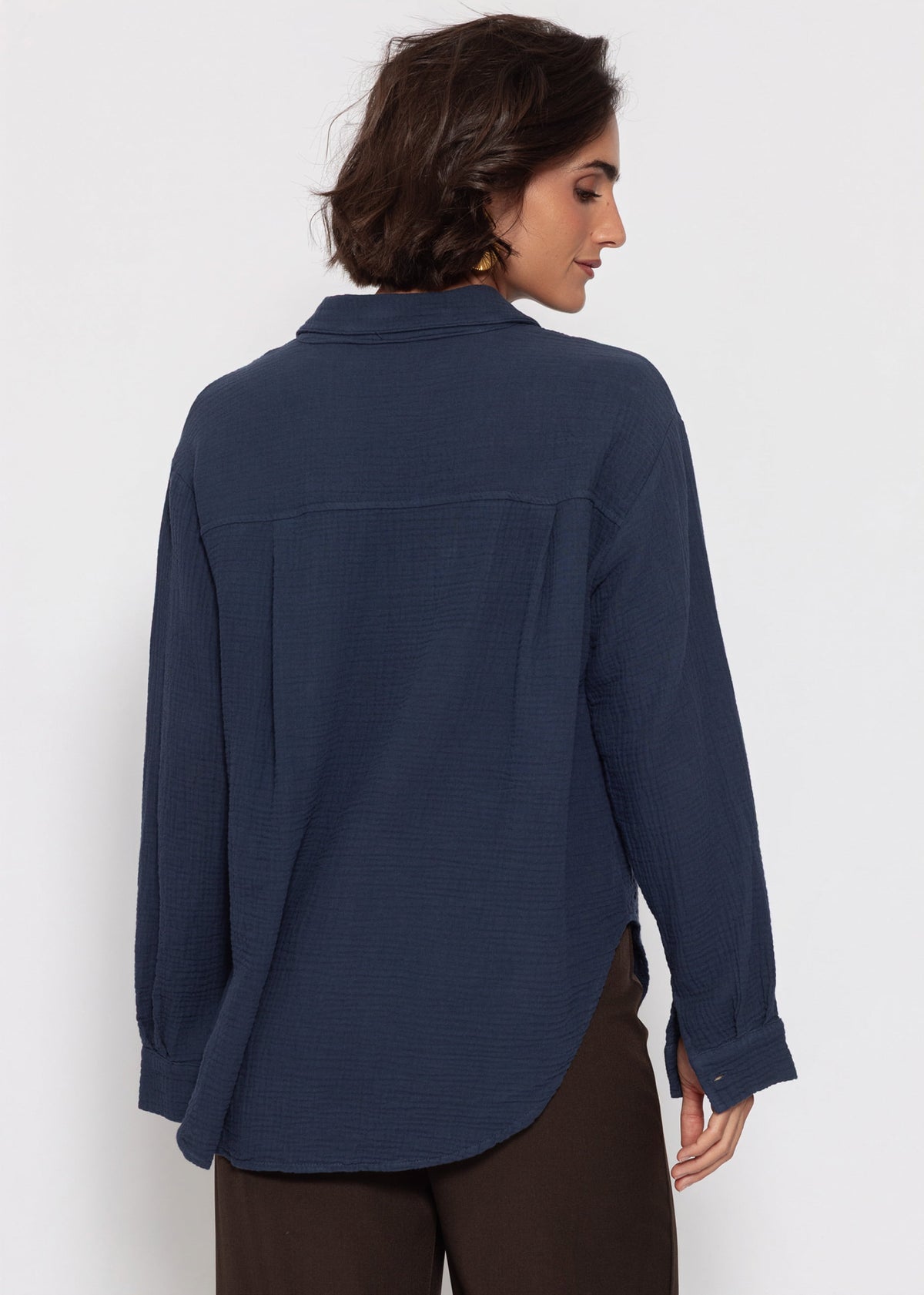 Musselin Hemdbluse - dunkelblau