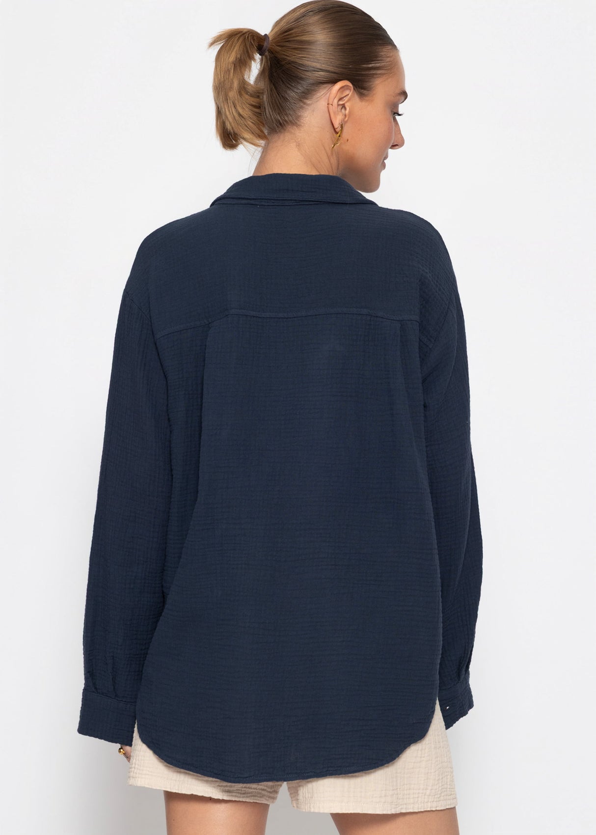 Musselin Hemdbluse - dunkelblau