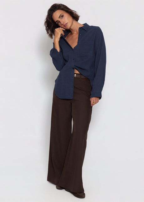 Musselin Hemdbluse - dunkelblau