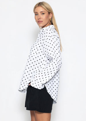 Musselin Hemdbluse mit Punkten - weiß