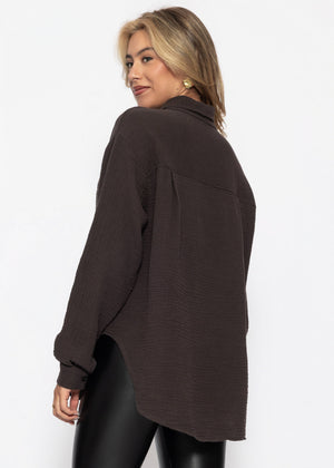 Musselin Hemdbluse - schokobraun