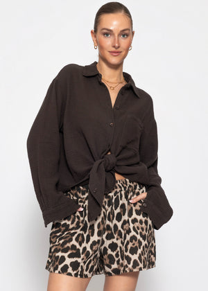 Musselin Hemdbluse - schokobraun
