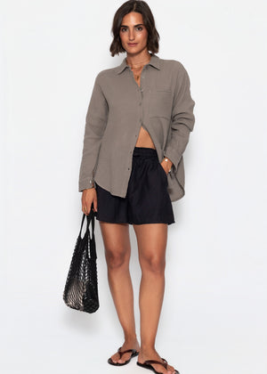 Musselin Hemdbluse - taupe