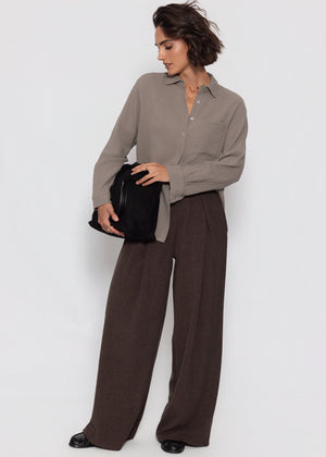 Musselin Hemdbluse - taupe