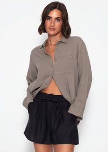 Musselin Hemdbluse - taupe