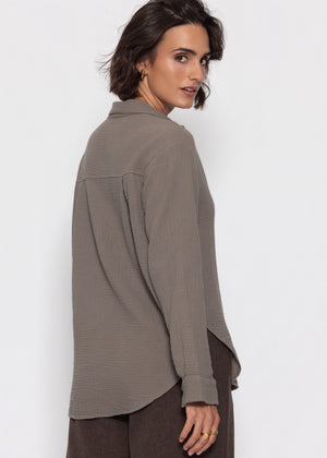 Musselin Hemdbluse - taupe