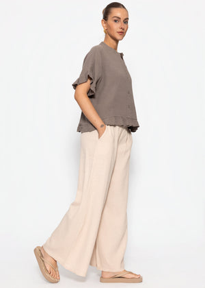 Musselin Hose mit weitem Bein - beige
