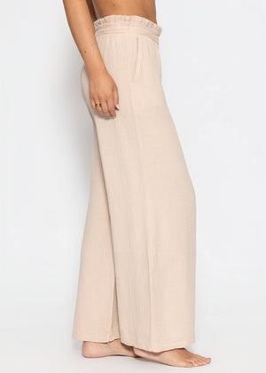 Musselin Hose mit weitem Bein - beige
