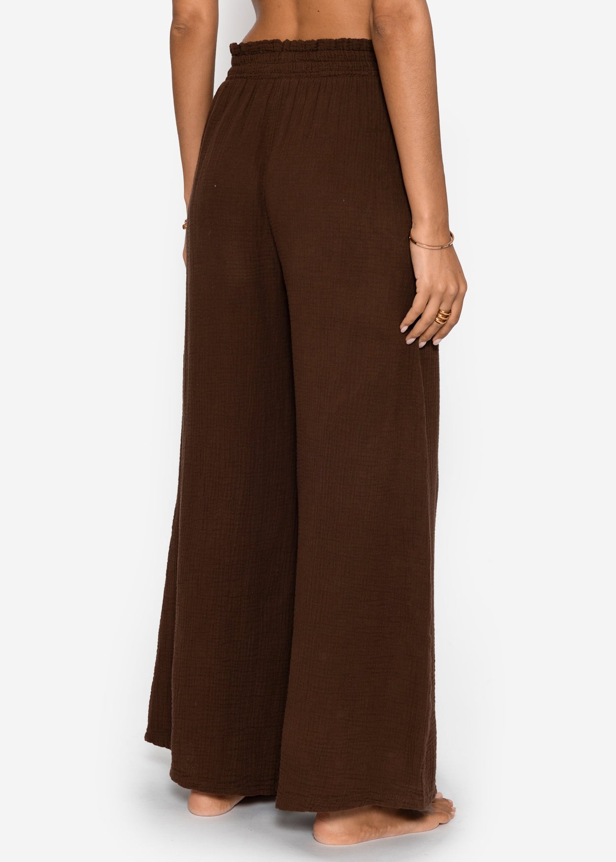 Musselin Hose mit weitem Bein - braun