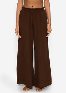 Muslin wide-leg pants - brown