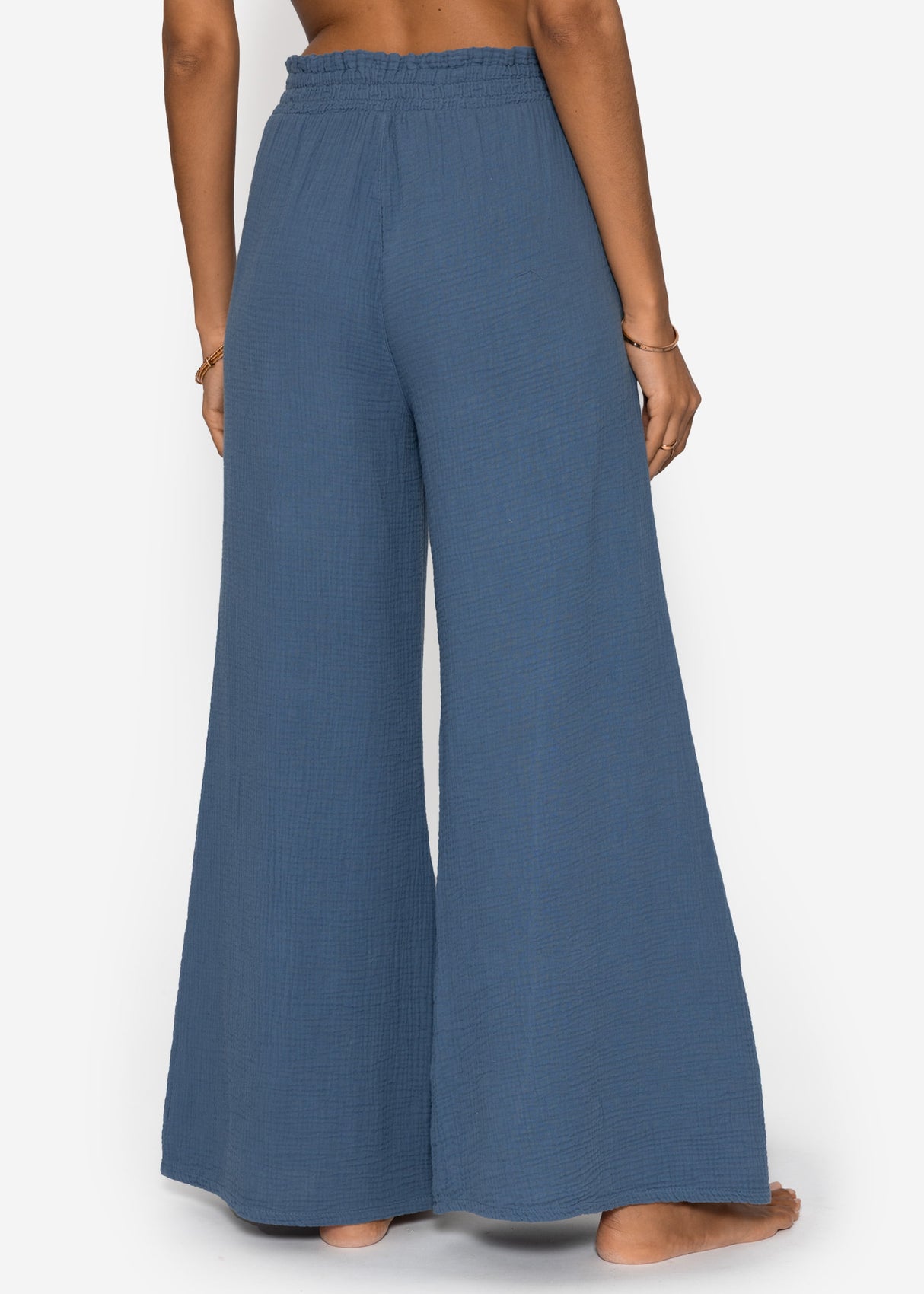 Muslin Wide-Leg Pants - Denim Blue