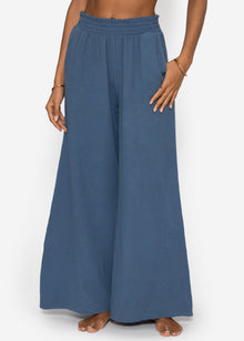 Muslin Wide-Leg Pants - Denim Blue