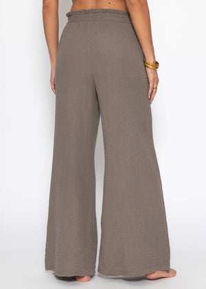 Musselin Hose mit weitem Bein - taupe
