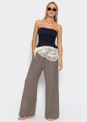 Musselin Hose mit weitem Bein - taupe
