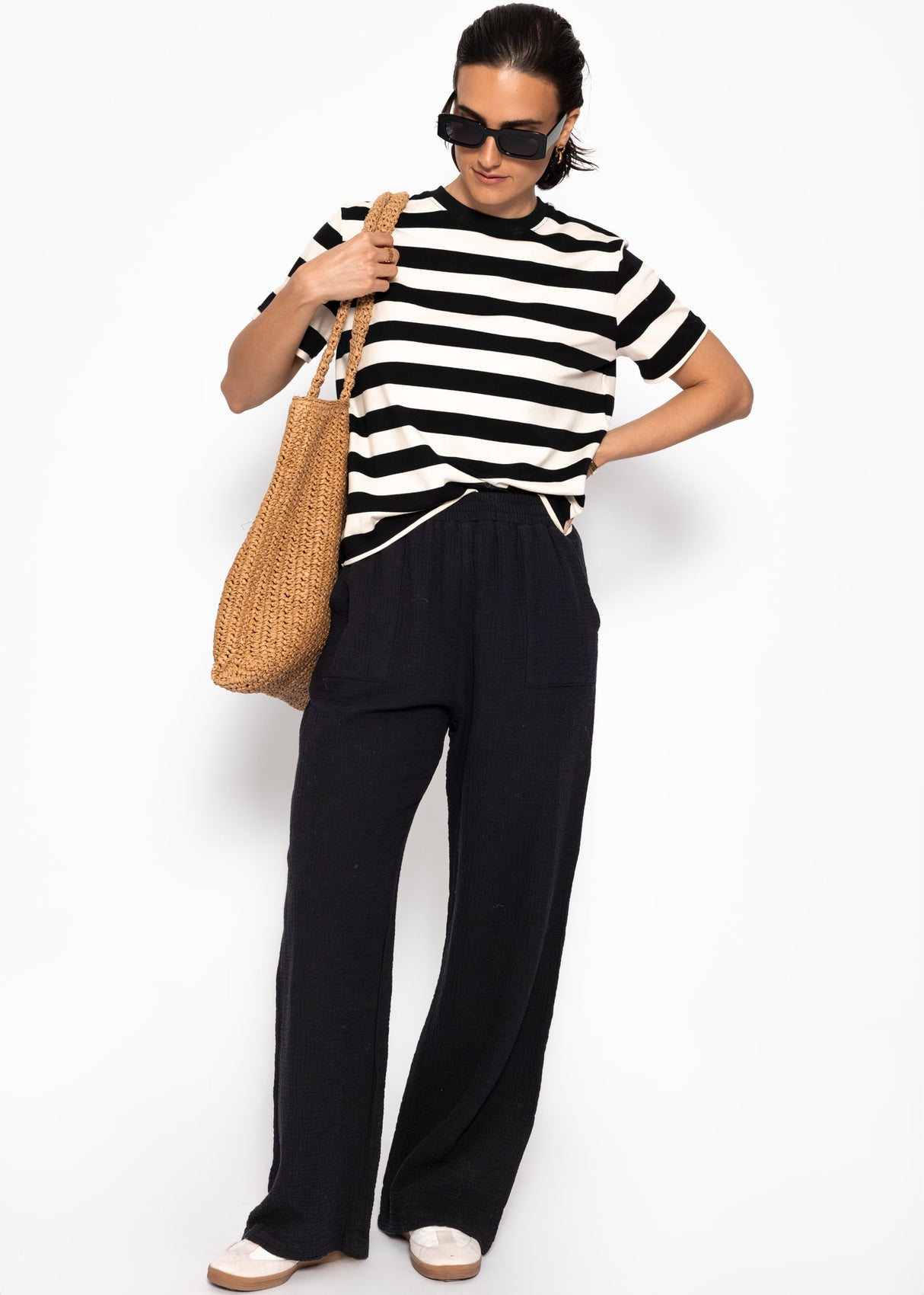 Musselin Hose - schwarz