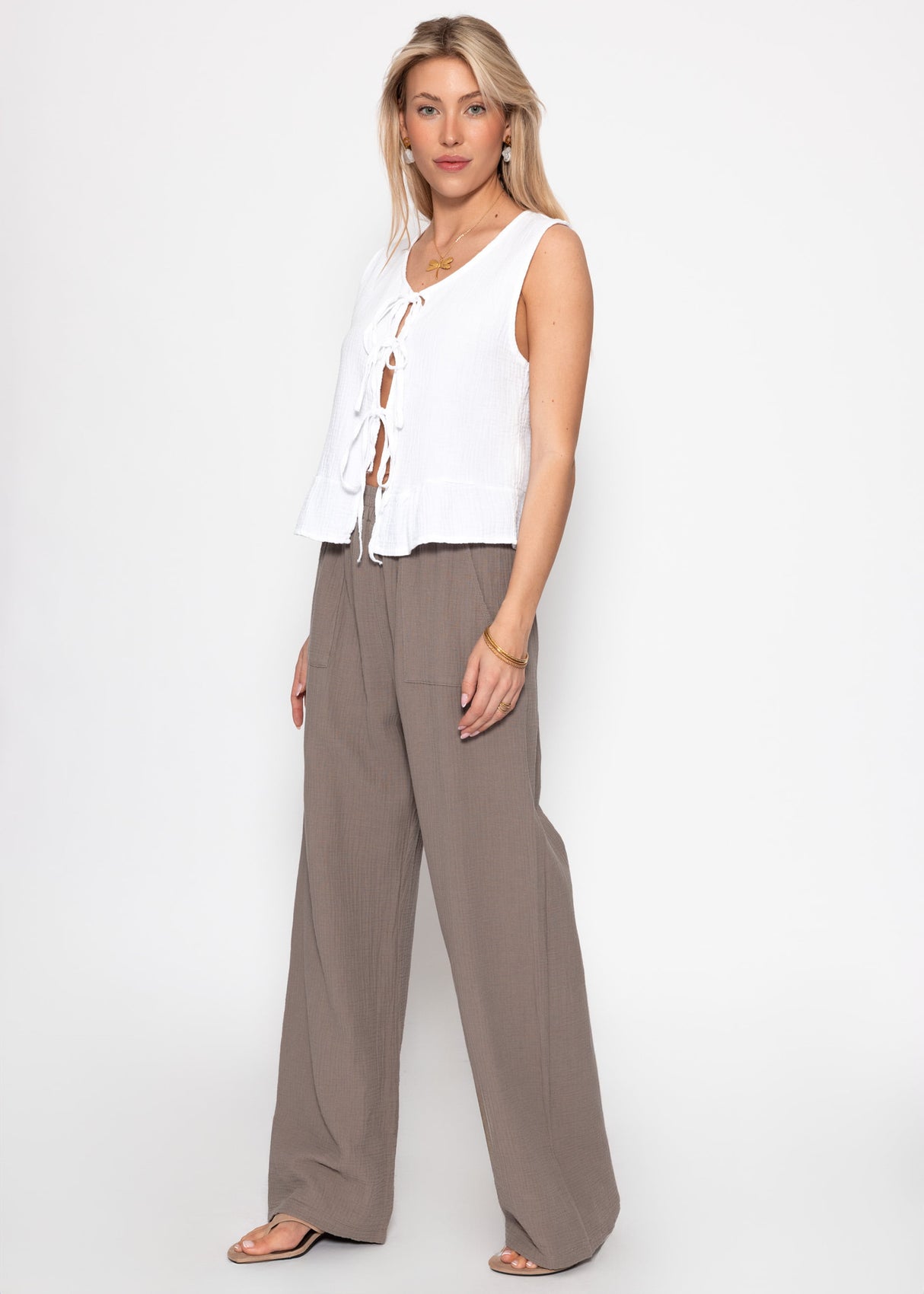 Muslin pants - taupe
