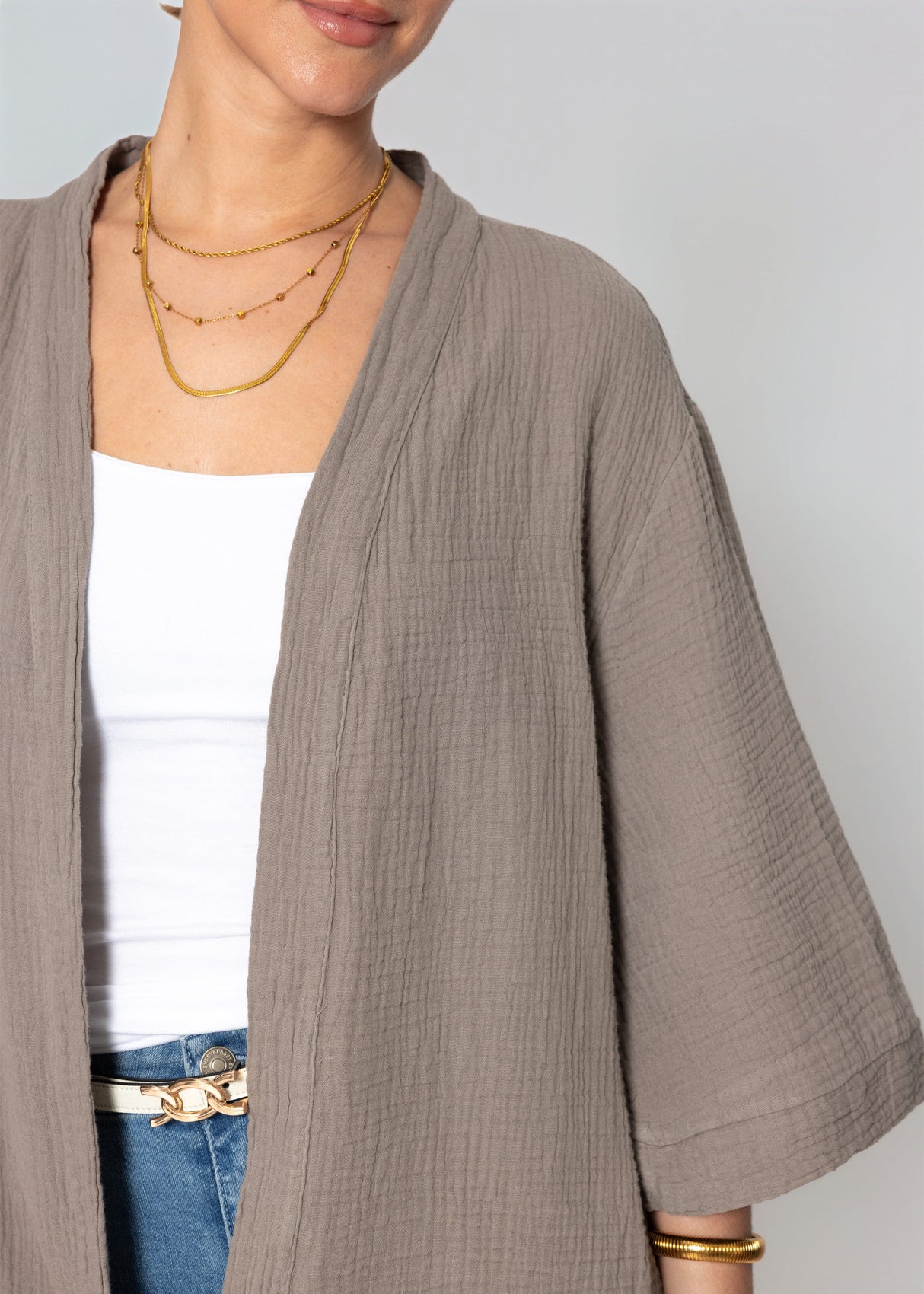Musselin Kimono - taupe