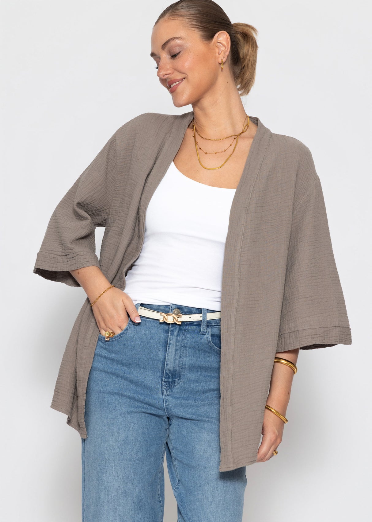 Musselin Kimono - taupe