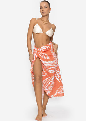 Musselin Pareo mit Print - orange