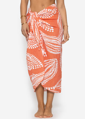 Musselin Pareo mit Print - orange