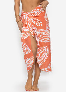 Musselin Pareo mit Print - orange