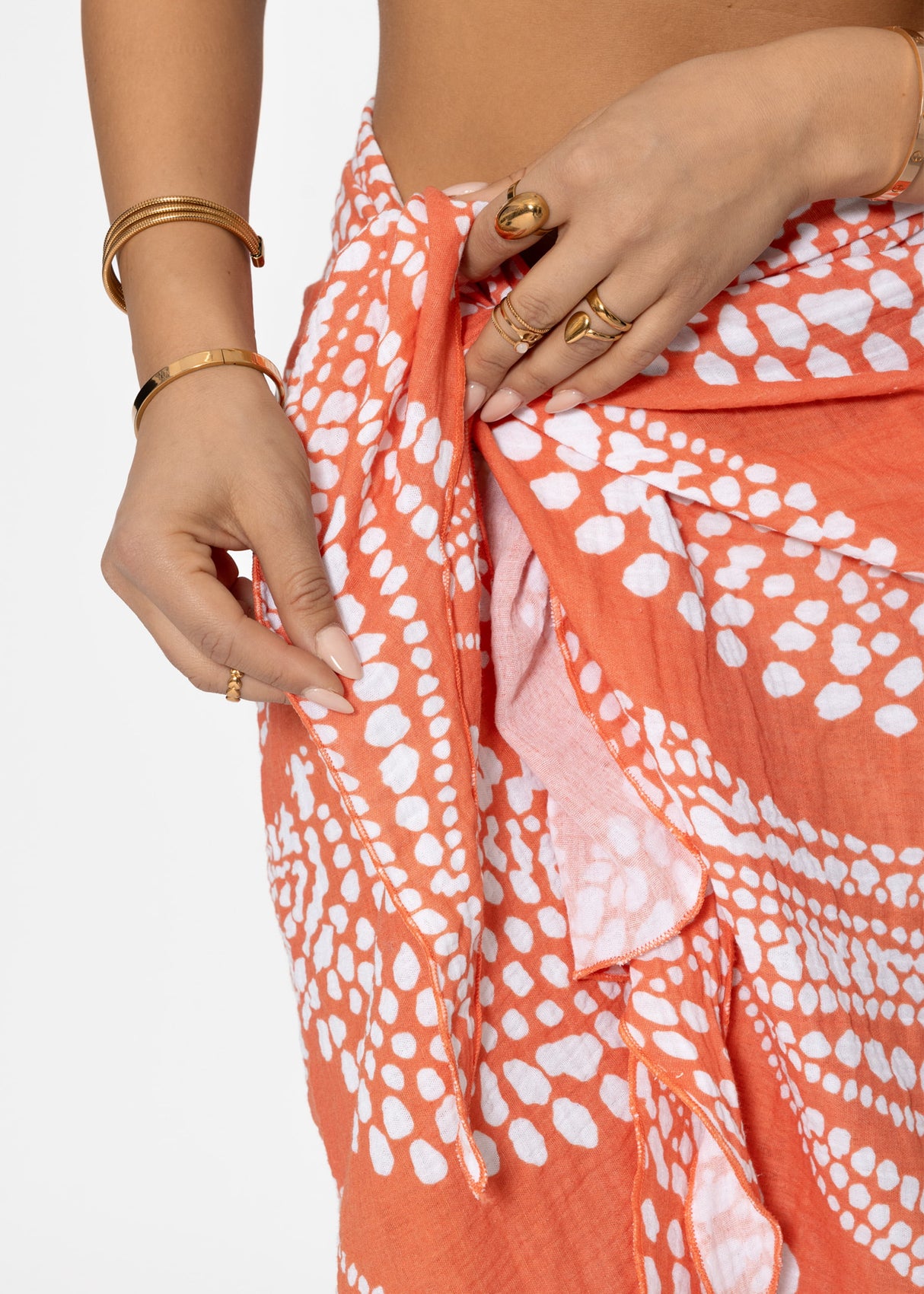 Musselin Pareo mit Print - orange