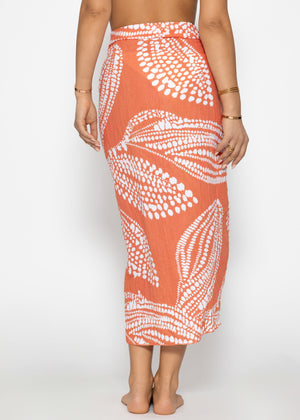 Musselin Pareo mit Print - orange