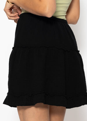 Musselin Rock with Volant - black