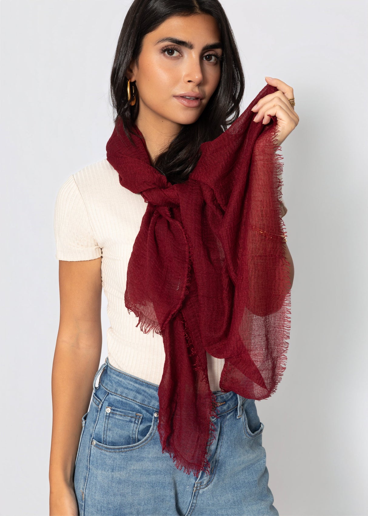 Musselin Schal - burgundy