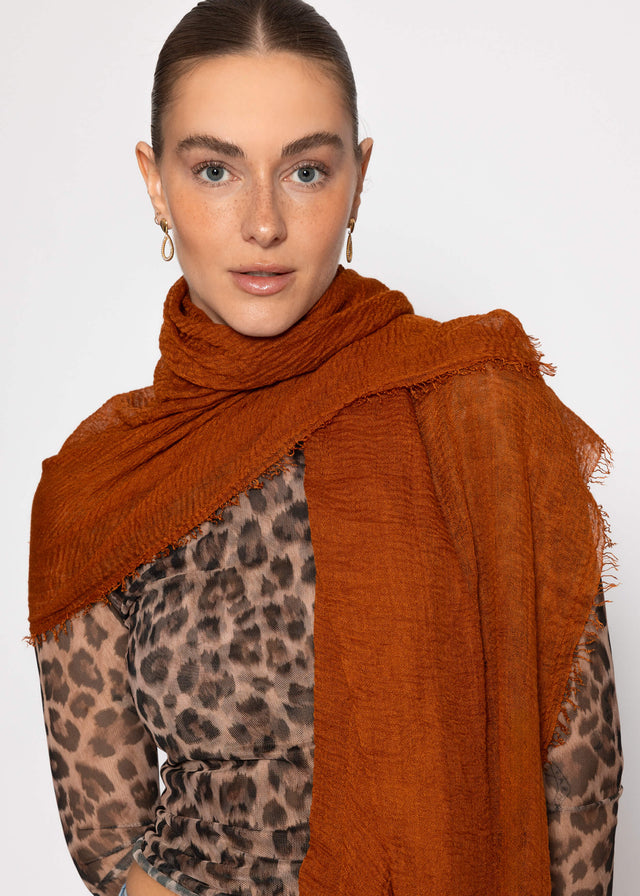 Musselin Schal - cognac