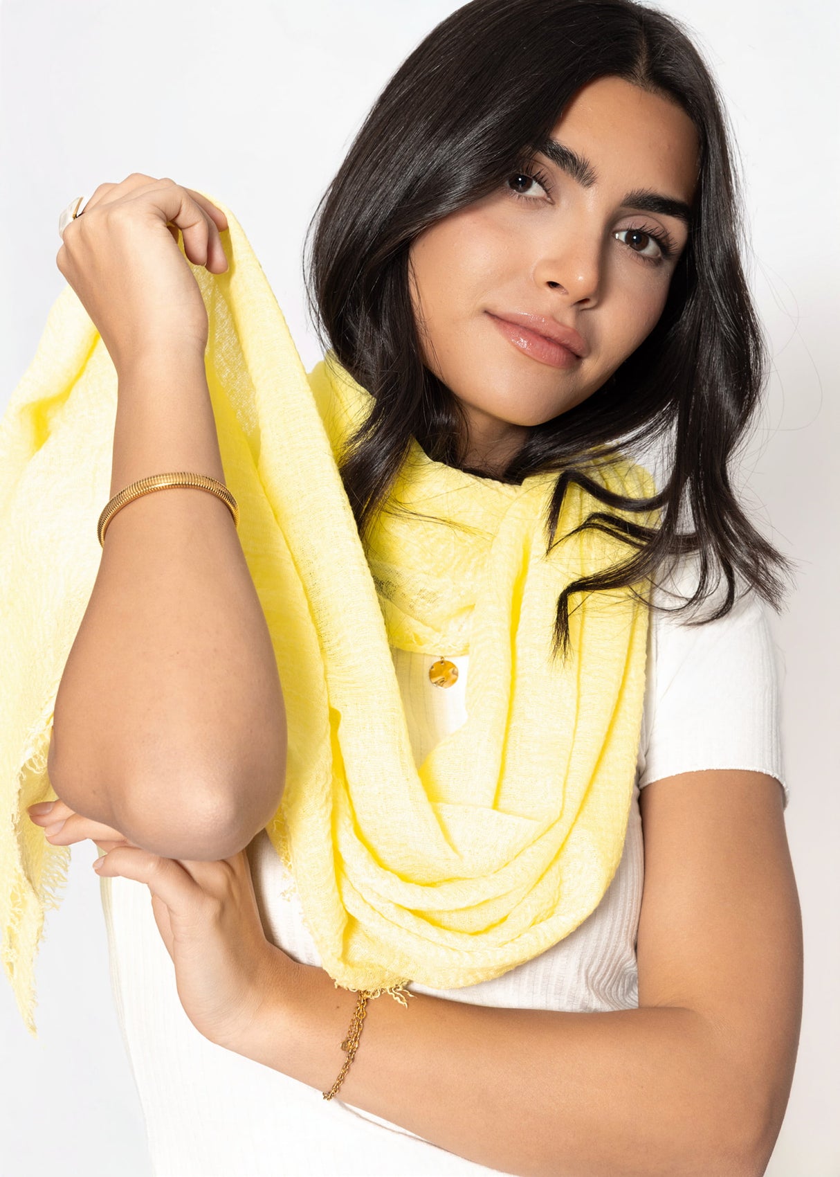 Musselin Schal, gelb