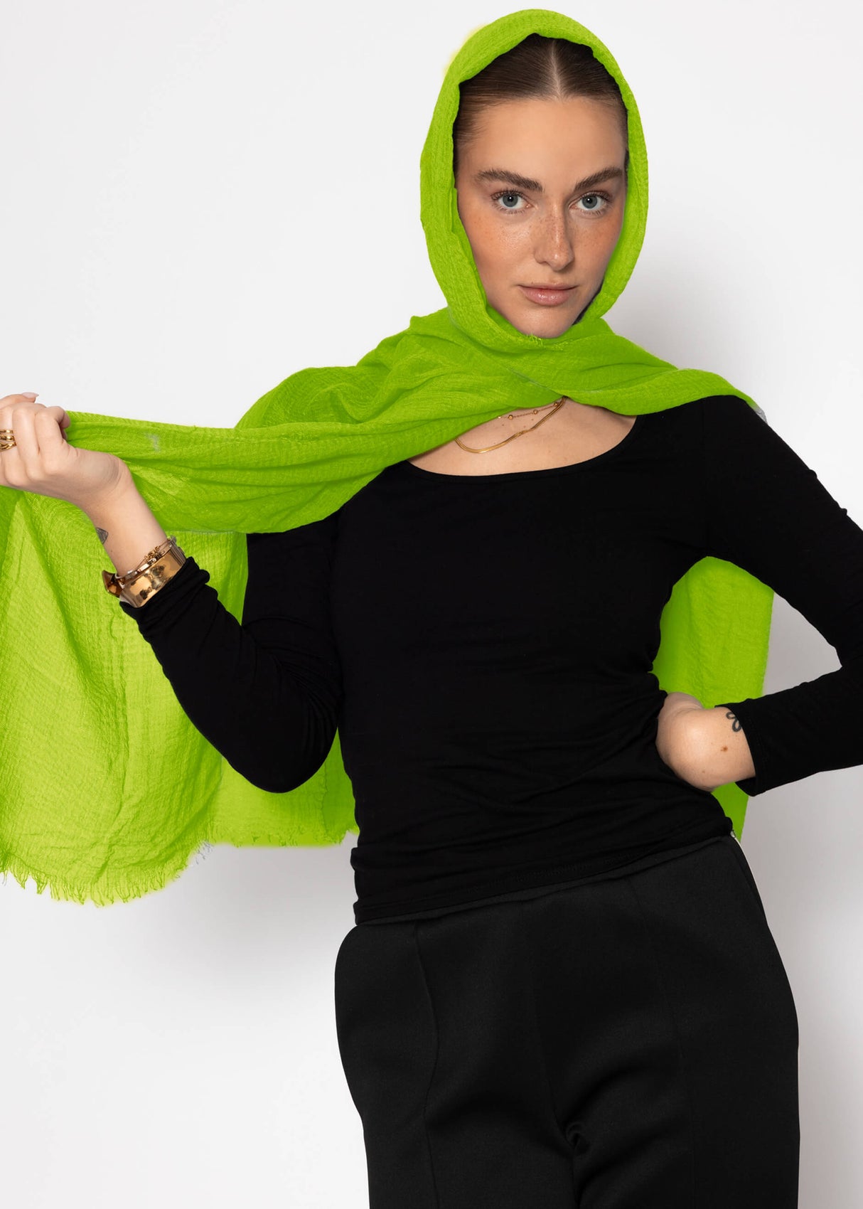 Muslin scarf - bright green