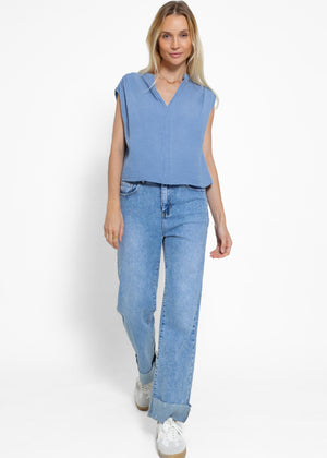 Musselin Shirt - jeansblau