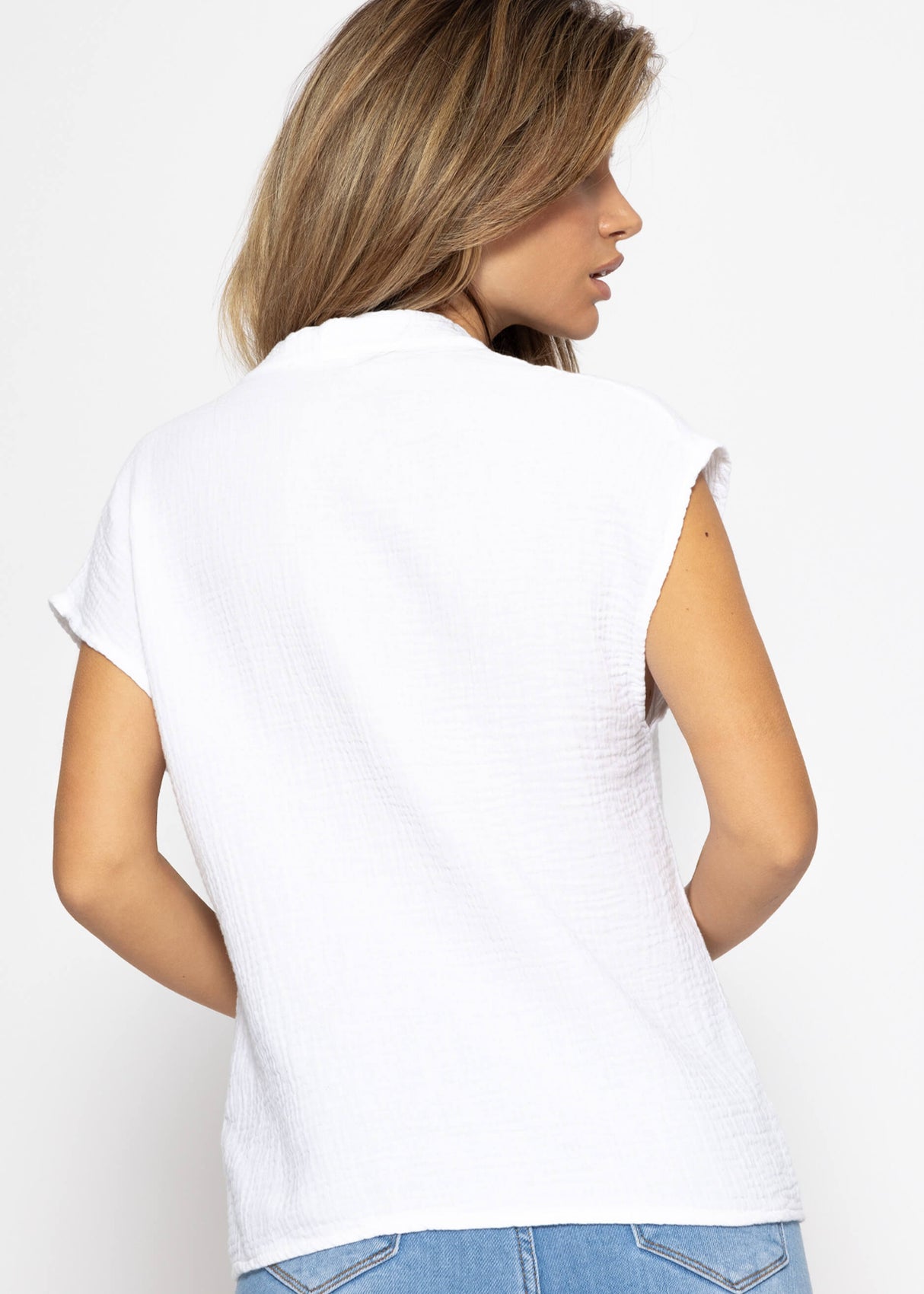 Muslin V-neck shirt - white