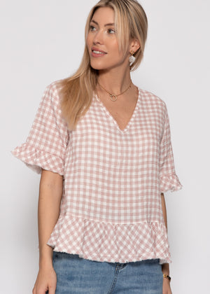 Musselin Shirt mit Vichy-Print - rosa