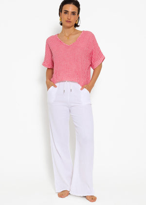 Musselin Shirt mit Vichy-Print - pink-weiß