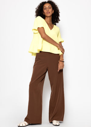 Muslin shirt with flounces - butter yellow