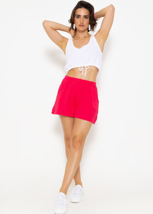 Musselin Shorts, himbeerrot