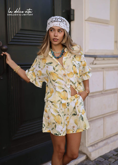 Musselin Shorts mit Lemon-Print - gelb by SASSYCLASSY