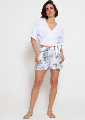 Musselin Shorts mit Print - dunkelblau